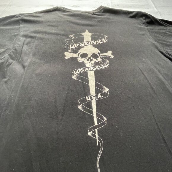 Lip Service Los Angeles T Shirt Mens Large Black Graphic Goth Rock Punk Y2k USA - Picture 2 of 5